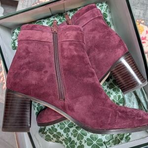 Kate Spade Burgundy Suede Ankle Boots